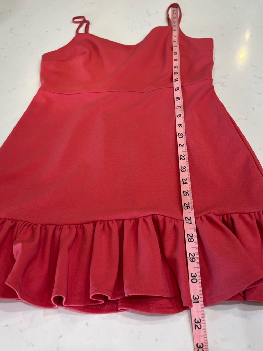 1.STATE Coral Poppy Ruffle Hem Mini Dress Strappy Fit Flare Size 10 - Picture 10 of 10